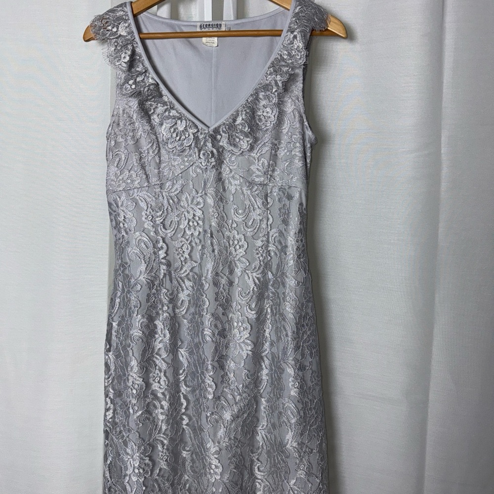 Vintage Georgiou Studio Grey Lace dress Size 10 Romantic , Fairy